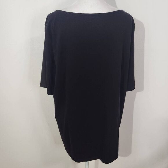 Talbots Black Tee with Knot Detail Size 2X Talbots Black Cotton T-shirt - Picture 4 of 6